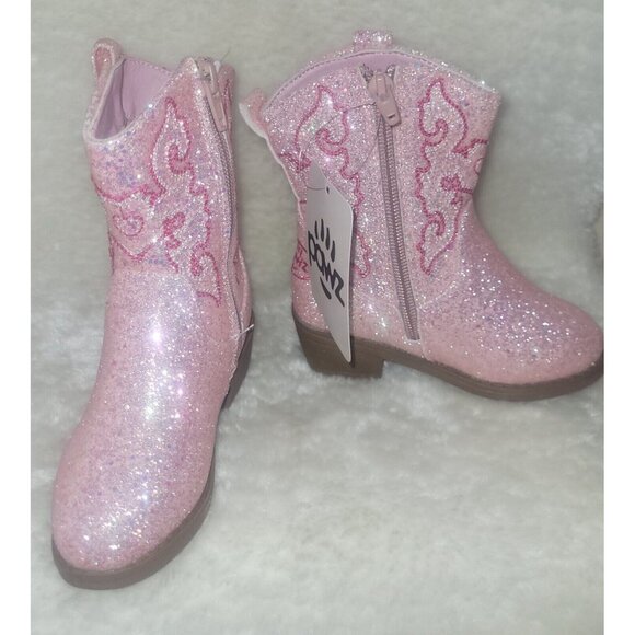 Cowboy Boots Little Kids TODDLER Size US 9 Blush Sparkle Glitter By Pawz NEW - Picture 9 of 9